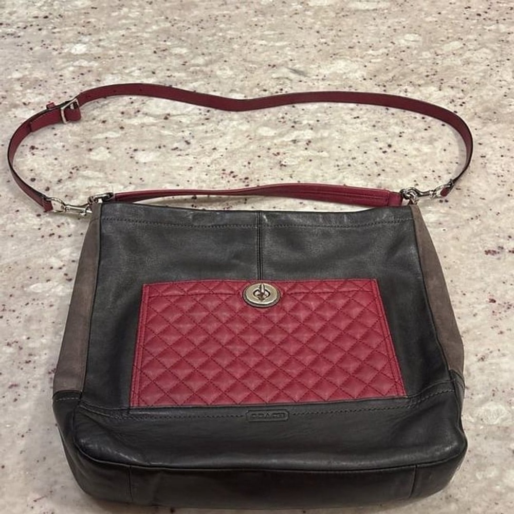 Coach Park Quilted Colorblock Leather & Suede Carrie Satchel Tote Bag F24693
